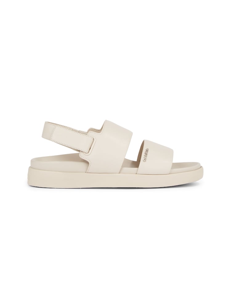 Calvin Klein Cream Flat Leather Sandals - Image 2 of 4