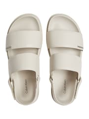 Calvin Klein Cream Flat Leather Sandals - Image 4 of 4