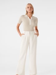 Forever New Cream Jo Collar Knit Polo Top - Image 3 of 5