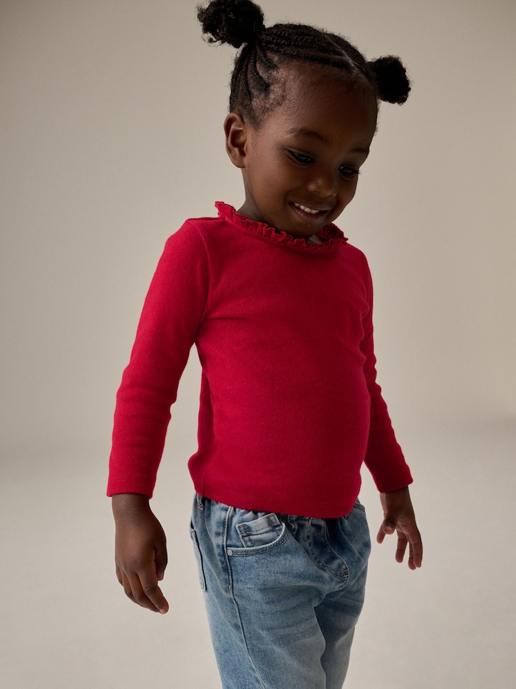 Red 100% Cotton Pointelle Top (3mths-7yrs) - Image 1 of 6