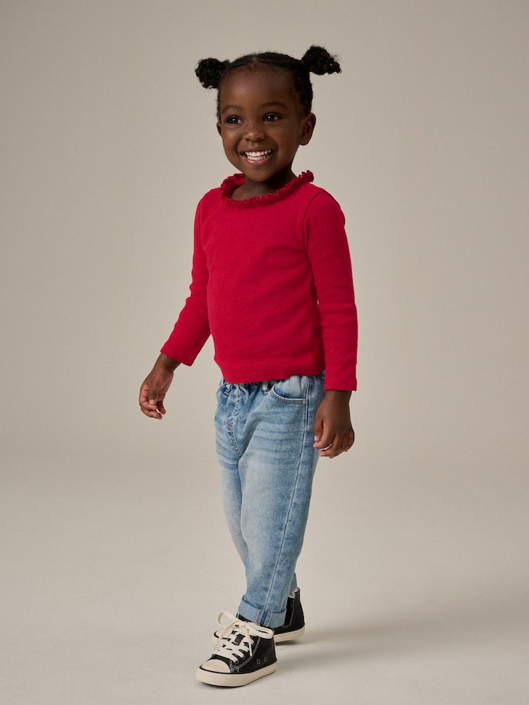 Red 100% Cotton Pointelle Top (3mths-7yrs) - Image 2 of 6