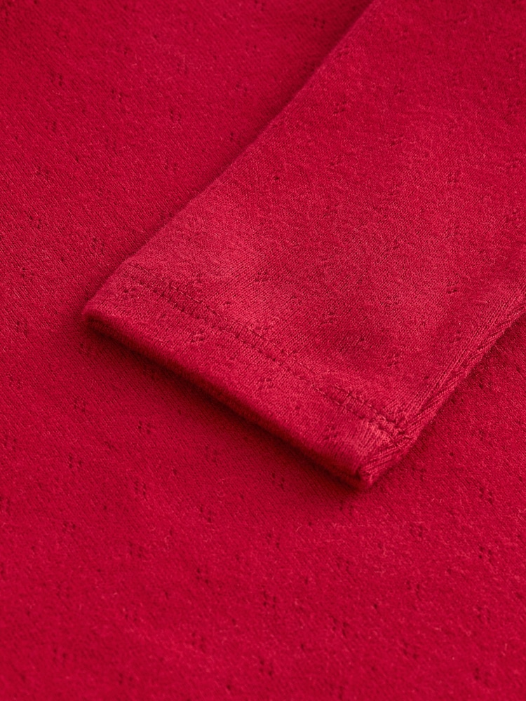 Red 100% Cotton Pointelle Top (3mths-7yrs) - Image 6 of 6