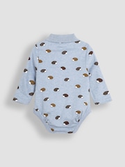 JoJo Maman Bébé Blue Hedgehog Printed Polo Shirt Bodysuit - Image 2 of 3