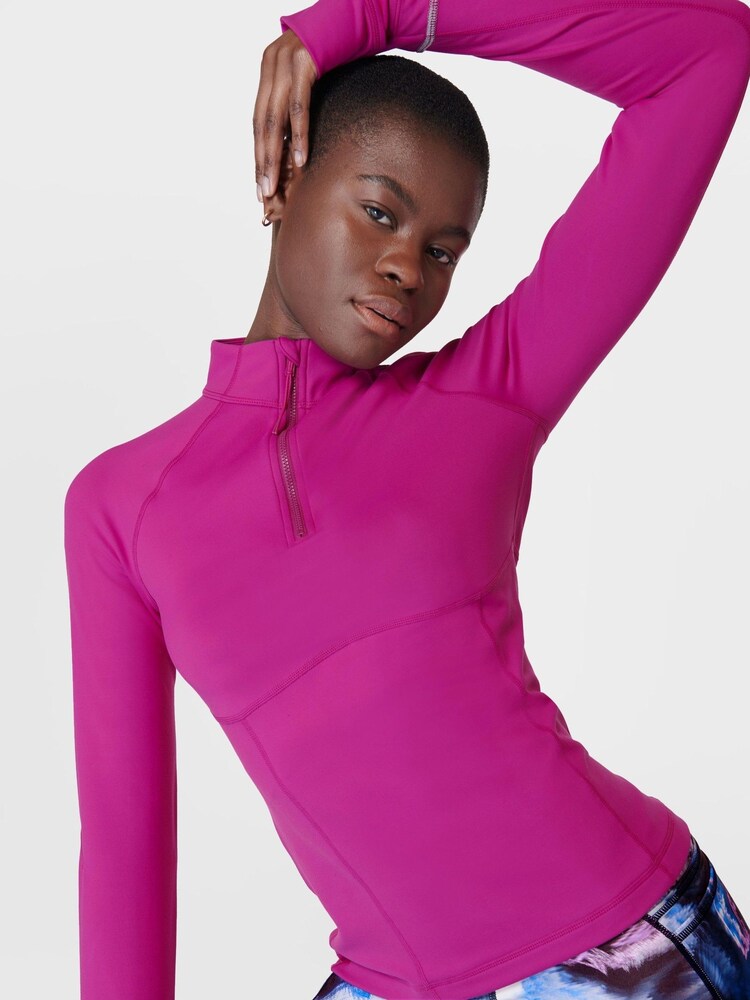 Sweaty Betty Magenta Fusion Purple Pro Run Half Zip Sweat Top - Image 1 of 8 Sweaty Betty Magenta Fusion Purple Pro Run Half Zip Sweat Top - Image 1 of 8