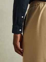 Reiss Indigo Blue Cecil Textured Garment Dyed Button-Through Shirt - Image 3 of 5