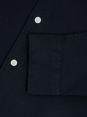Reiss Indigo Blue Cecil Textured Garment Dyed Button-Through Shirt - Image 5 of 5