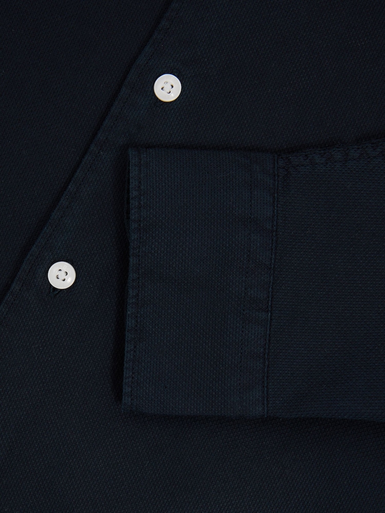 Reiss Indigo Blue Cecil Textured Garment Dyed Button-Through Shirt - Image 5 of 5