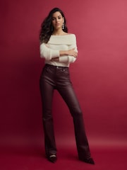 Wine Coated Flared Jeans - Image 1 of 4