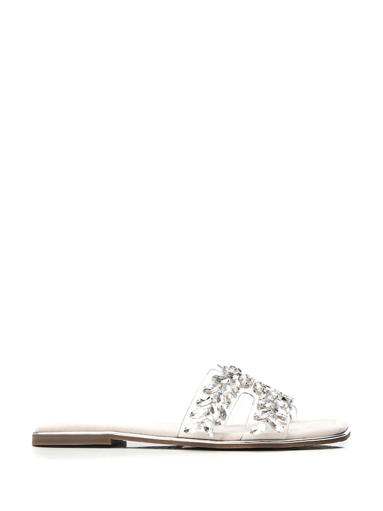 Moda in Pelle Natural Terra Jewelled H Band Perspex Sliders - Image 1 of 4 Moda in Pelle Natural Terra Jewelled H Band Perspex Sliders - Image 1 of 4