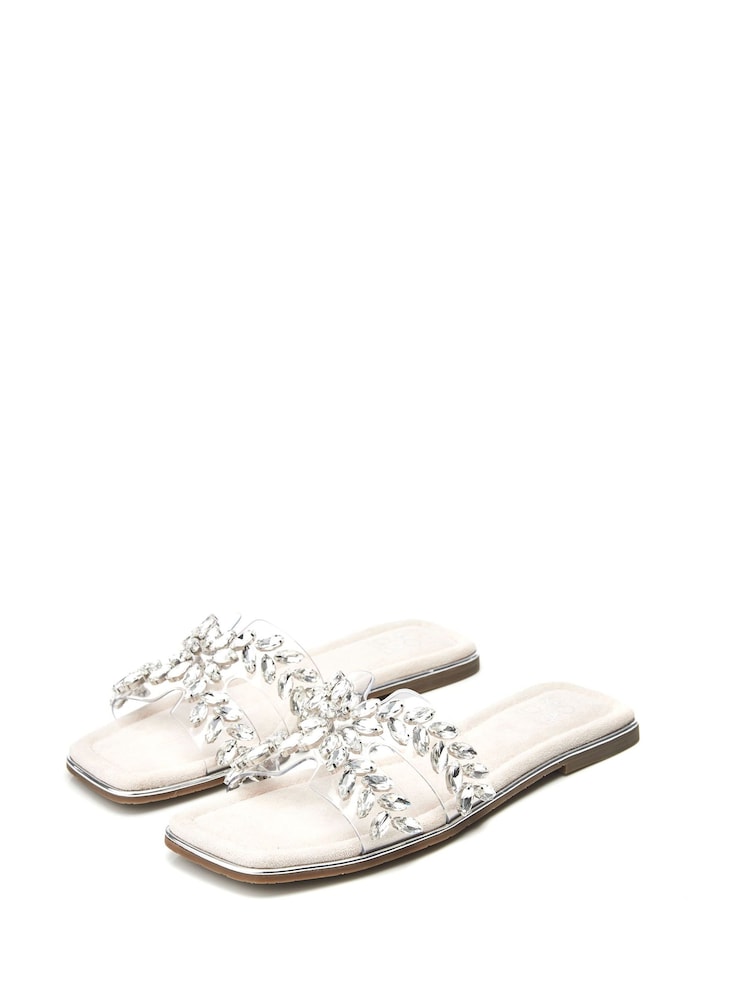 Moda in Pelle Natural Terra Jewelled H Band Perspex Sliders - Image 2 of 4 Moda in Pelle Natural Terra Jewelled H Band Perspex Sliders - Image 2 of 4