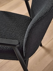 Jasper Conran London Set of 2 Soft Boucle Black Aden Dining Chairs - Image 2 of 6