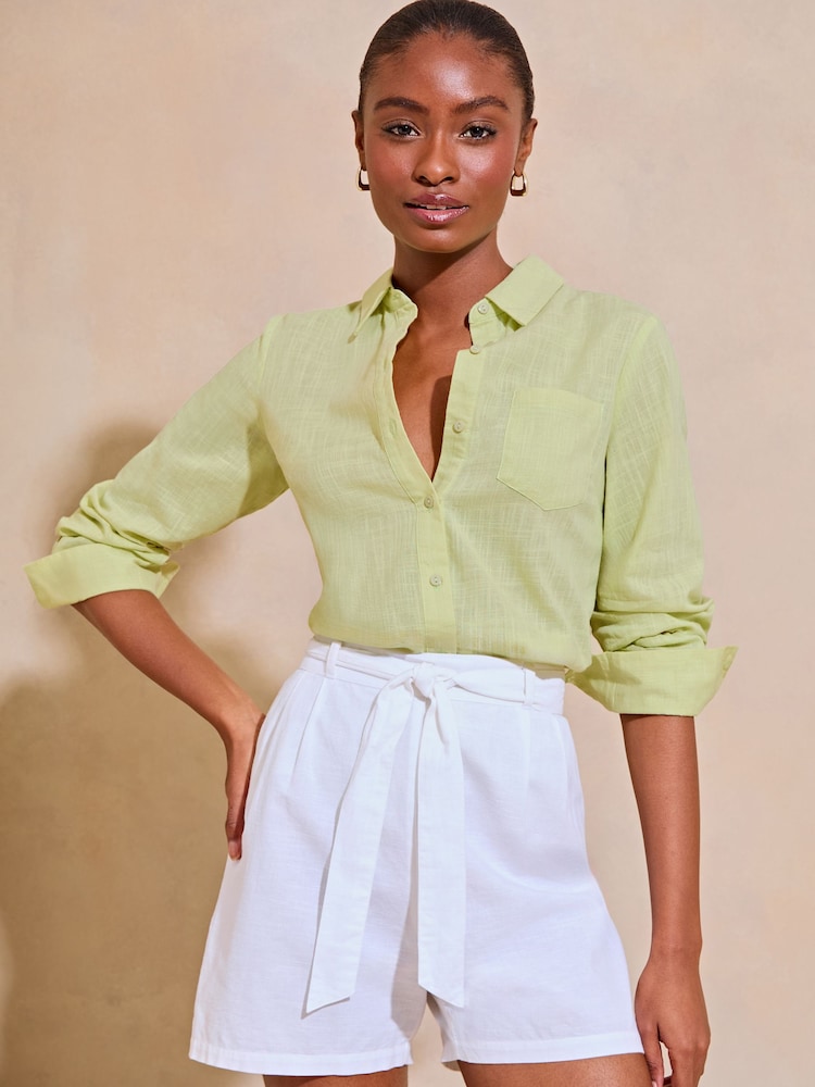 Lipsy Green Pocket Button Through Shirt - Image 1 of 4