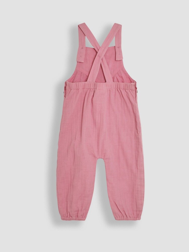 JoJo Maman Bébé Pink Mouse Embroidered Cheesecloth Dungarees and Top Set - Image 6 of 6