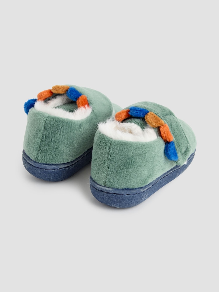 JoJo Maman Bébé Green Dinosaur Print Slippers Shoes - Image 2 of 4