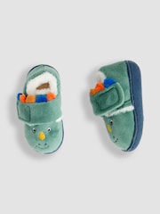JoJo Maman Bébé Green Dinosaur Print Slippers Shoes - Image 3 of 4