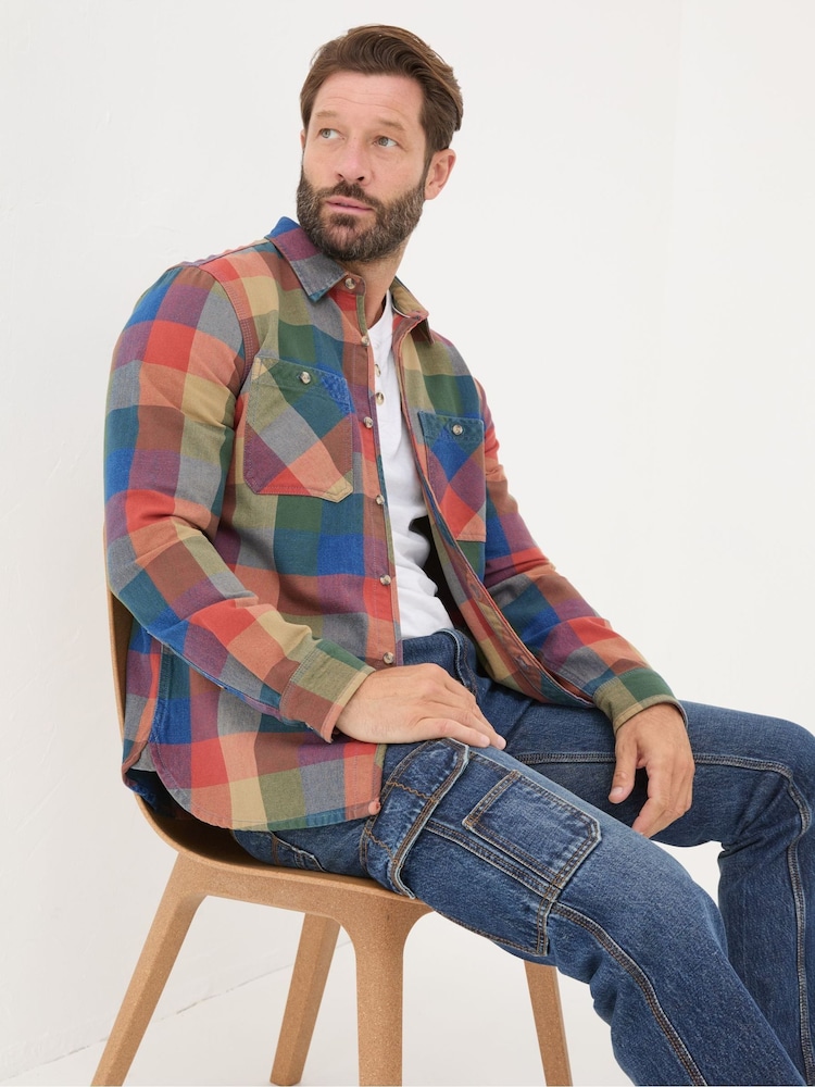 FatFace Blue/Orange Rye Buffalo Check Shirt - Image 1 of 6