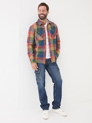 FatFace Blue/Orange Rye Buffalo Check Shirt - Image 4 of 6