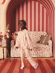 Pink Cath Kidston Woven Button Through Floral Pyjamas 1 Pack - Image 1 of 8