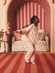 Pink Cath Kidston Woven Button Through Floral Pyjamas 1 Pack - Image 2 of 8
