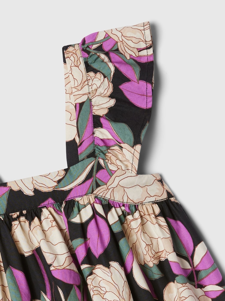 Gap Black Floral Flutter Sleeve Square Neck Dress (12mths-5yrs) - Image 3 of 3