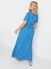 Yours Curve Blue Ditsy Floral Print Wrap Maxi Dress - Image 3 of 5