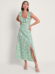 Monsoon Green Saskia Ruffle Dress - Image 1 of 5