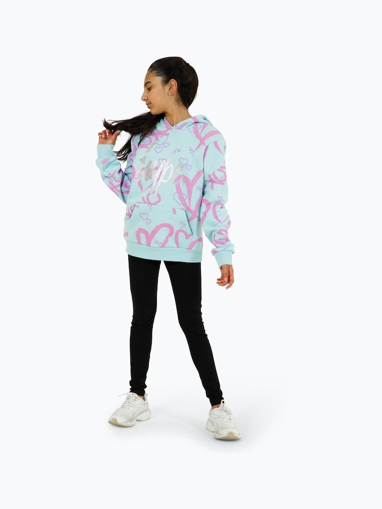 Niebieski - Hype. Girls Light Blue Heart Xoxo Hoodie - Image 1 of 5