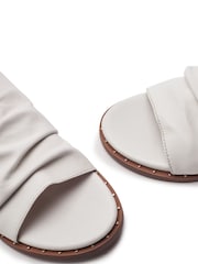 Moda in Pelle White Jerri Leather Ruched Sandals With Stud Detail - Image 3 of 3