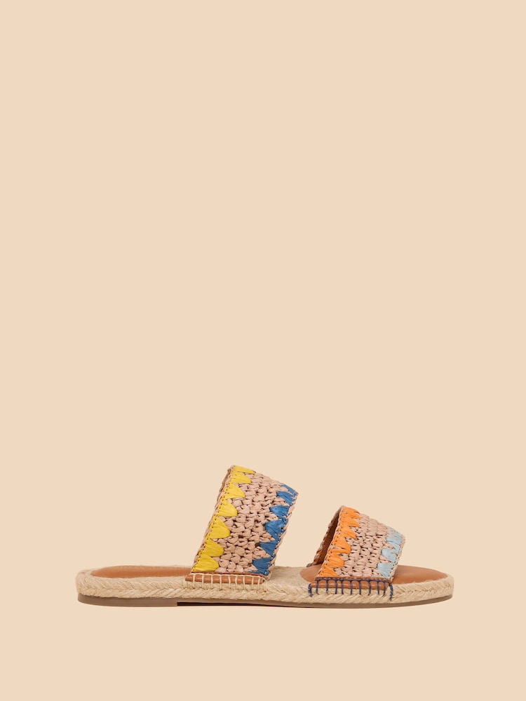 White Stuff Natural Belflower Raffia Mules - Image 1 of 4