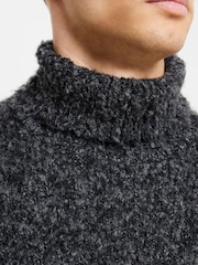 French Connection Grey Twisted Boucle Roll Neck Jumper - Image 3 of 3