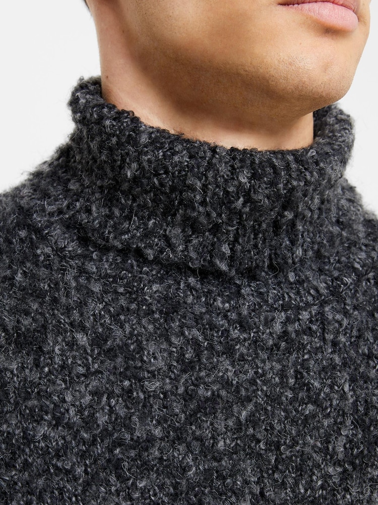 French Connection Grey Twisted Boucle Roll Neck Jumper - Image 3 of 3