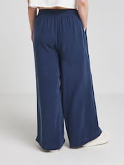 Simply Be Blue Premium Tie Waist Wide Leg Trousers - Image 2 of 4