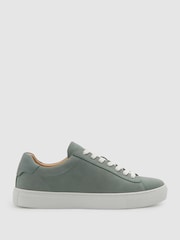 Reiss Pistachio Finley Nubuck Nubuck Leather Low Top Trainers - Image 1 of 5