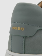 Reiss Pistachio Finley Nubuck Nubuck Leather Low Top Trainers - Image 5 of 5