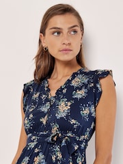 Apricot Blue Ditsy Floral Print Midi Dress - Image 4 of 4