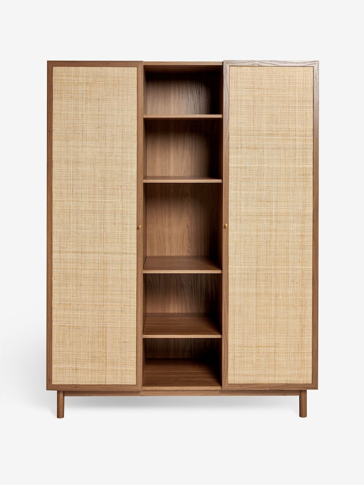 MADE.COM Dark Oak Effect Pavia Rattan Triple Wardrobe - Image 5 of 5