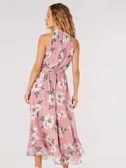 Apricot Multi Painterly Floral Shimmer Midi Dress - Image 4 of 5