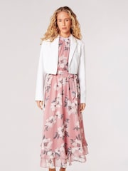 Apricot Multi Painterly Floral Shimmer Midi Dress - Image 5 of 5