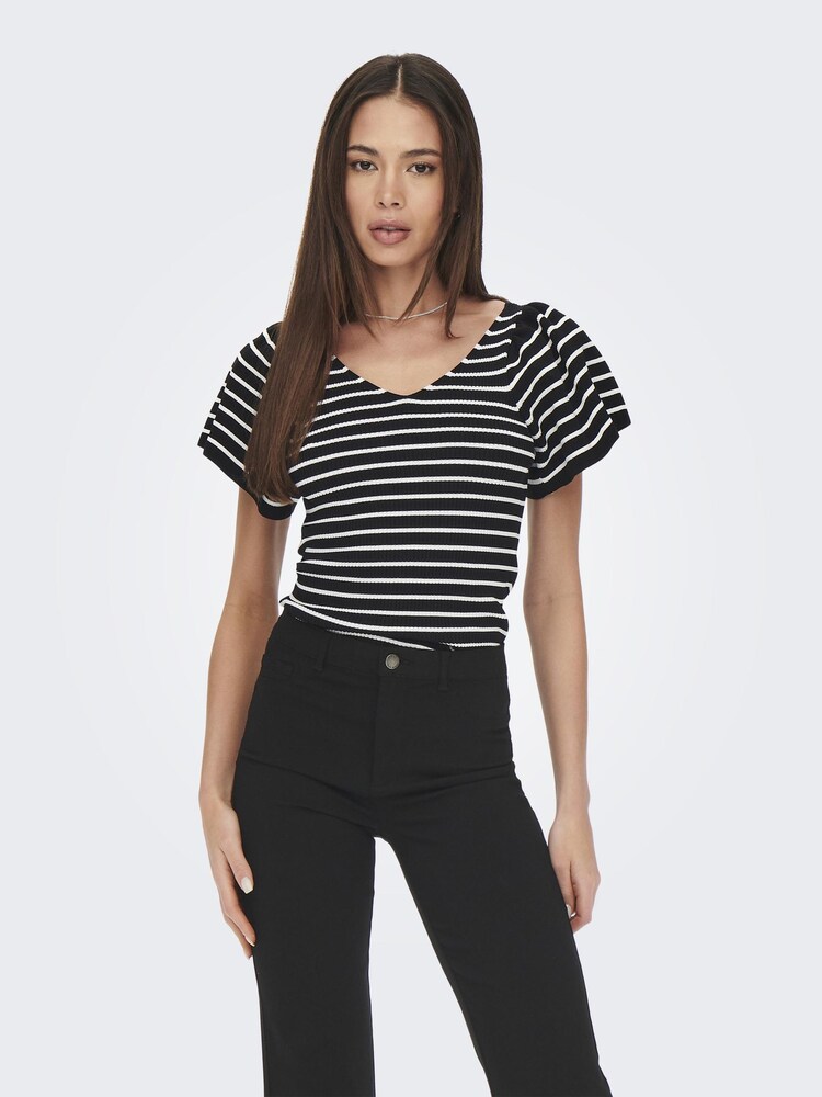 ONLY Black Tie Back Flutter Sleeve Top - Image 2 of 7 ONLY Black Tie Back Flutter Sleeve Top - Image 2 of 7