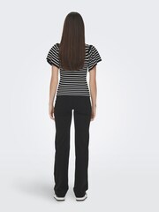ONLY Black Tie Back Flutter Sleeve Top - Image 4 of 7