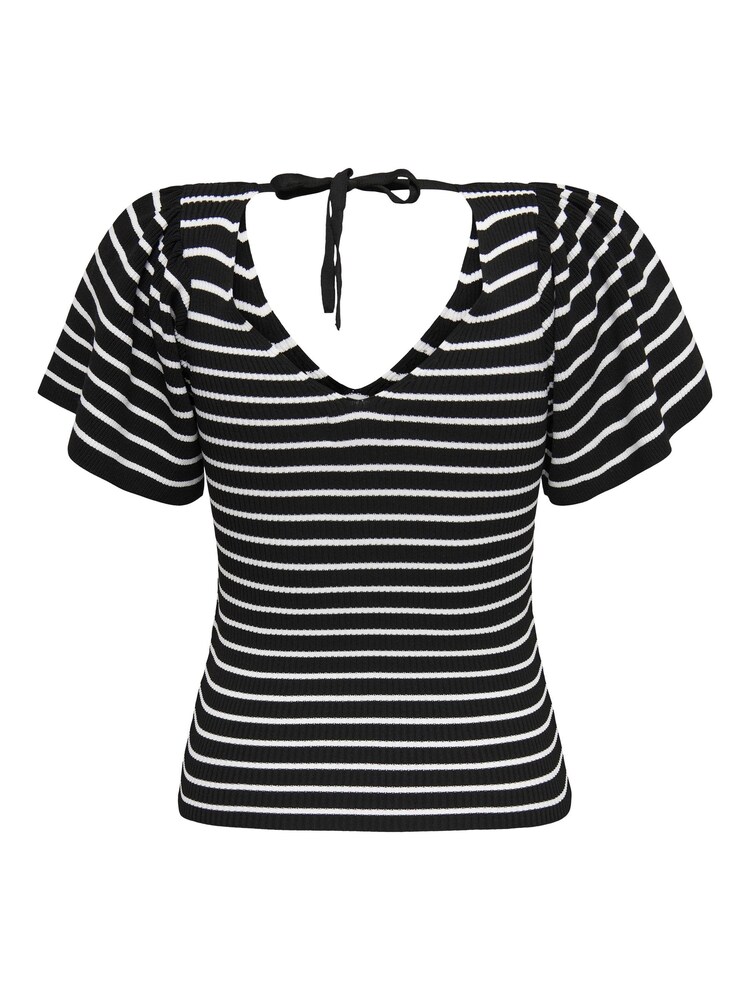 ONLY Black Tie Back Flutter Sleeve Top - Image 7 of 7
