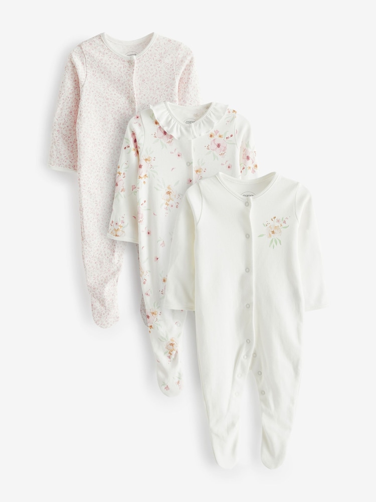 Mamas & Papas, Rosa 100 % Baumwoll-Schlafanzüge mit Aquarellblumen, 3er-Pack - Bild 1 von 4 Mamas & Papas, Rosa 100 % Baumwoll-Schlafanzüge mit Aquarellblumen, 3er-Pack - Bild 1 von 4