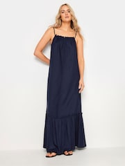 Long Tall Sally Blue Maxi Halter Ruched Neck Dress - Image 1 of 5