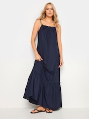 Long Tall Sally Blue Maxi Halter Ruched Neck Dress - Image 2 of 5