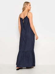 Long Tall Sally Blue Maxi Halter Ruched Neck Dress - Image 3 of 5