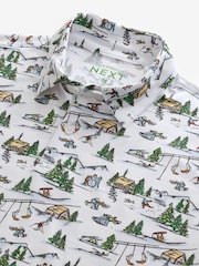 White Ski Christmas Print Polo Shirt - Image 4 of 7