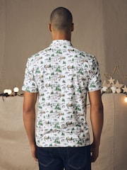 White Ski Christmas Print Polo Shirt - Image 5 of 7