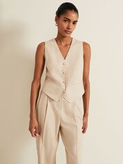 Phase Eight Natural Addison Linen Waistcoat - Image 3 of 9