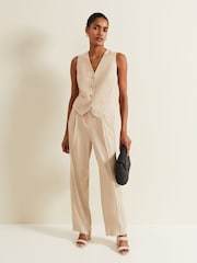 Phase Eight Natural Addison Linen Waistcoat - Image 5 of 9