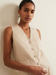 Phase Eight Natural Addison Linen Waistcoat - Image 6 of 9